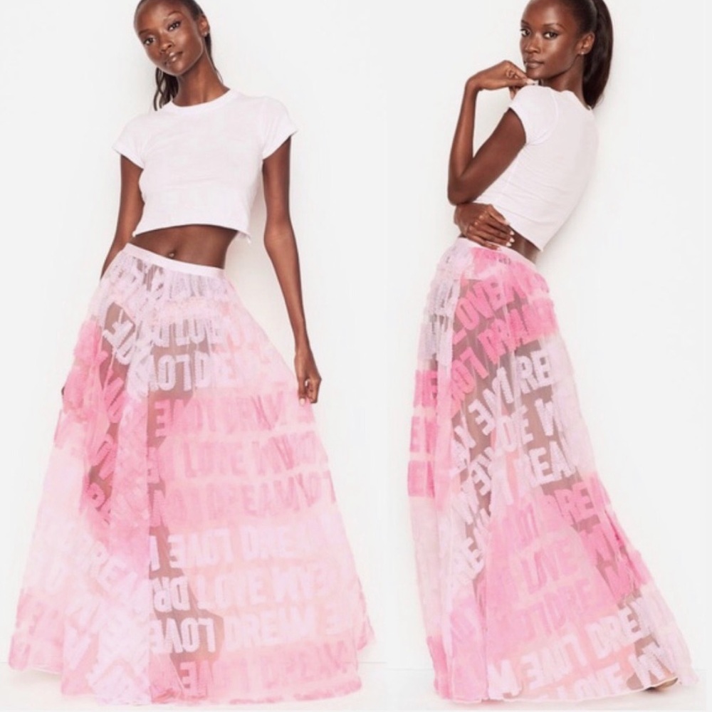 VS XS/S M/L TULLE SKIRT APPLIQUÉ EMBROIDERED SHEER LOVE DREAM MESH LINGERIE